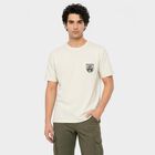 Men's White Round Neck Regular T-Shirt, White, small