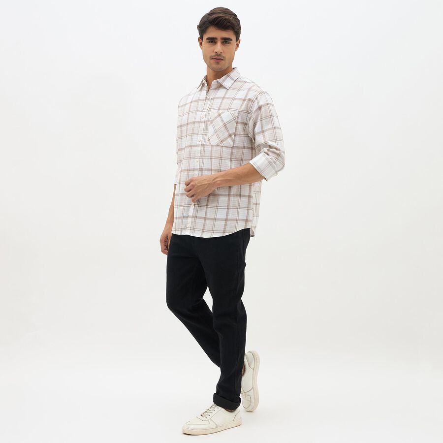 Men's Muted Beige Cotton Classic Collar Casual Shirt, Beige, large image number null