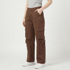Women's Brown Regular Fit Cotton Jeans, Brown, small
