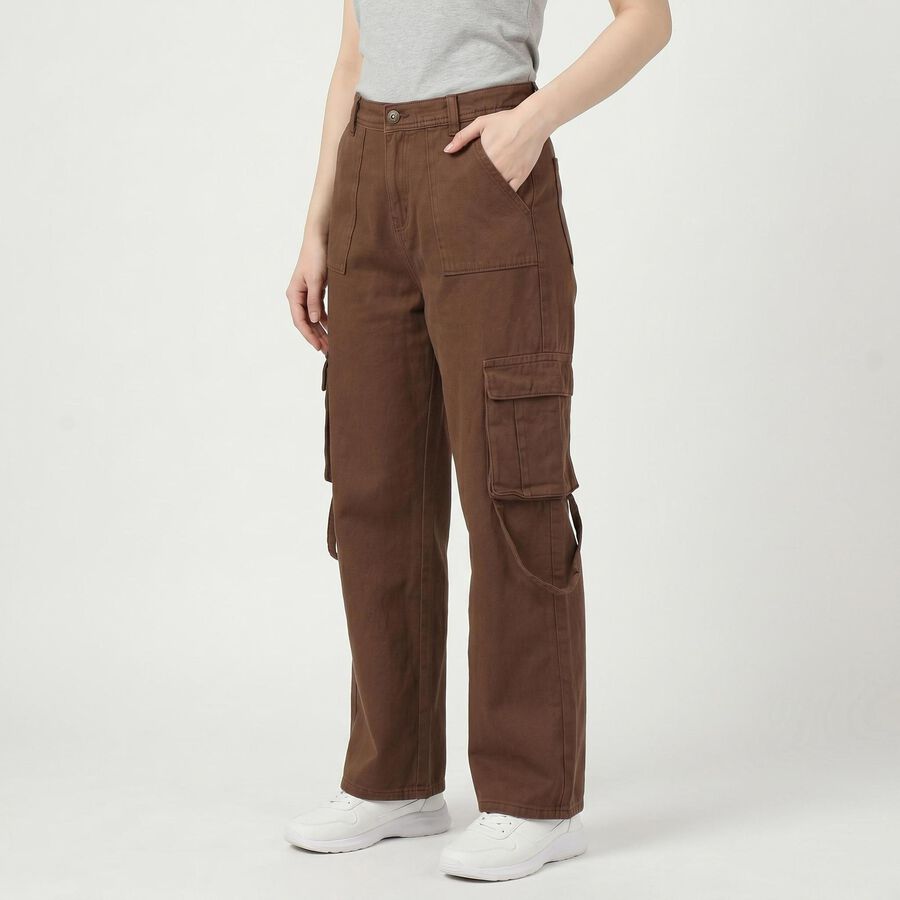 Women's Brown Regular Fit Cotton Jeans, Brown, large