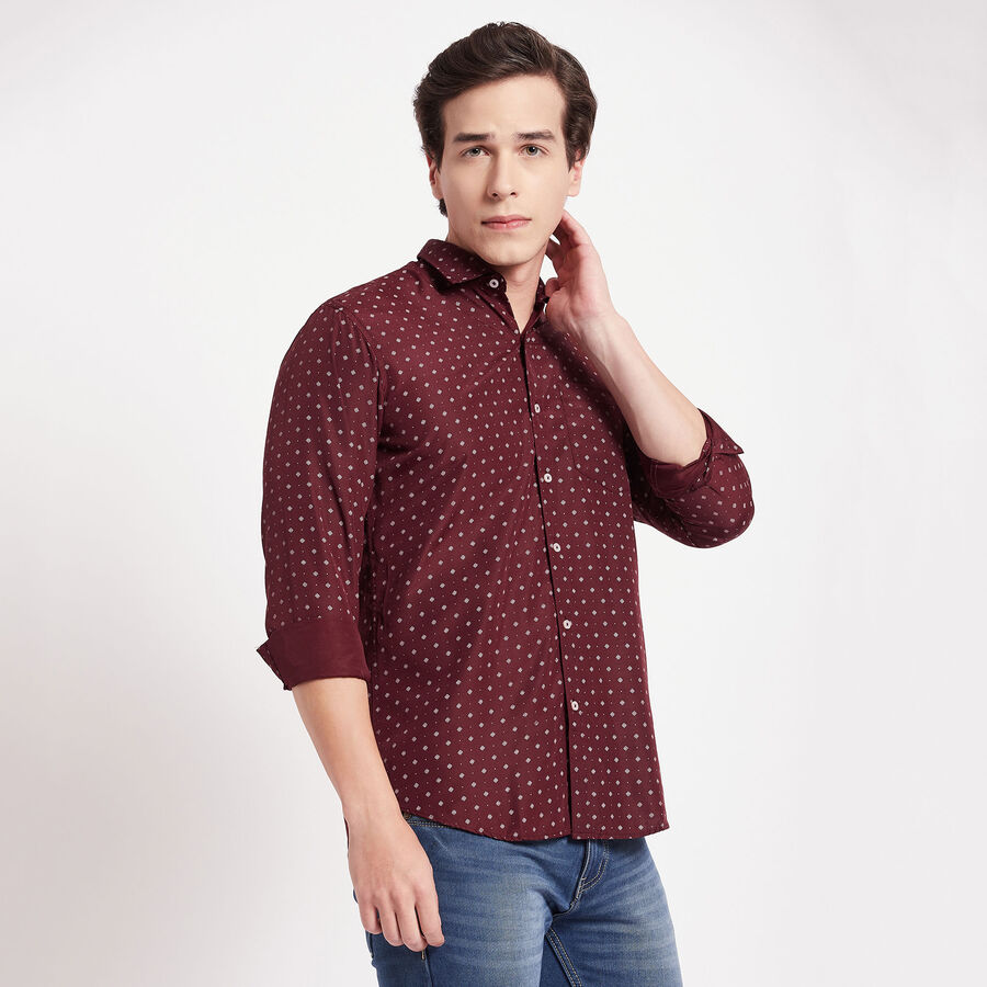 Printed Casual Shirt, Wine, large image number null