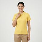 Women's Yellow Polo Neck Preppy Polo T-Shirt, Yellow, small