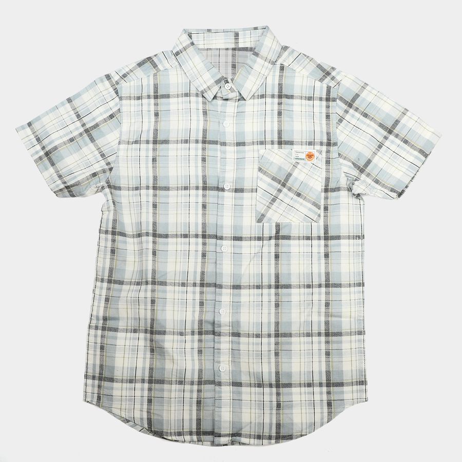 Boys White Cotton Casual Shirt, Off White, large