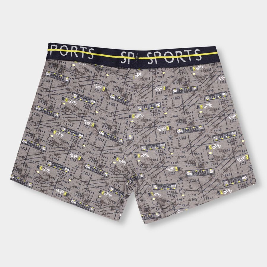 Boys Muted Grey Regular Fit Printed Briefs, हल्का ग्रे, large