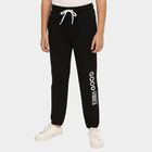 Boys Jet Black Good Vibes Printed Winter Pyjama, काला, small image number null