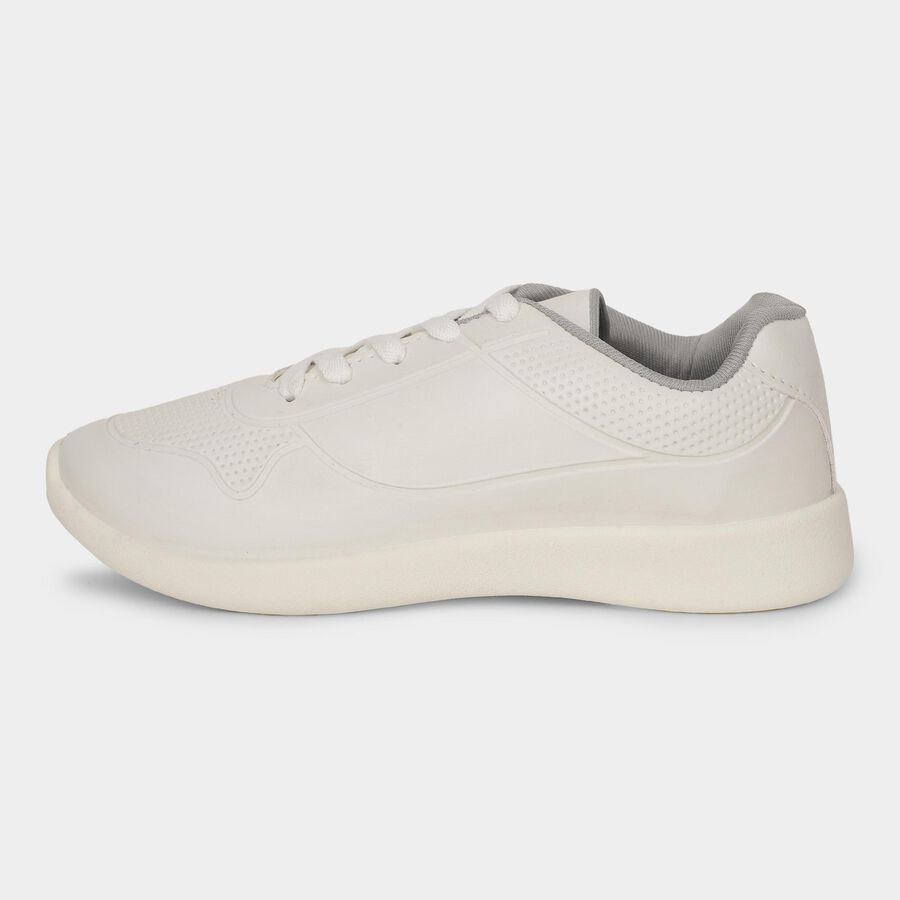 Men's White Lace-Up Casual Shoes, White, large