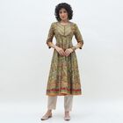 Women's Muted Sage Green Round Neck Floral Printed Kurta, हल्का हरा, small image number null