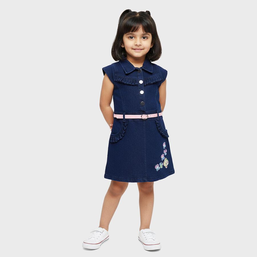 Girls' Frock, गहरा नीला, large