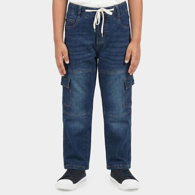 Boys' Navy Blue Relaxed Fit Cargo Style Jeans