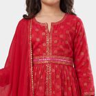 Girls' Wine Fusion Set with Dupatta Upper and Bottom Set, Wine, small