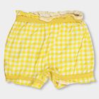 Girls' Bright Yellow Regular Fit Gingham Check Bloomers, पीला, small image number null