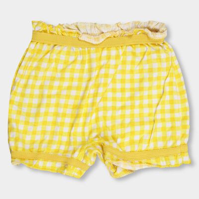 Girls' Bright Yellow Regular Fit Gingham Check Bloomers