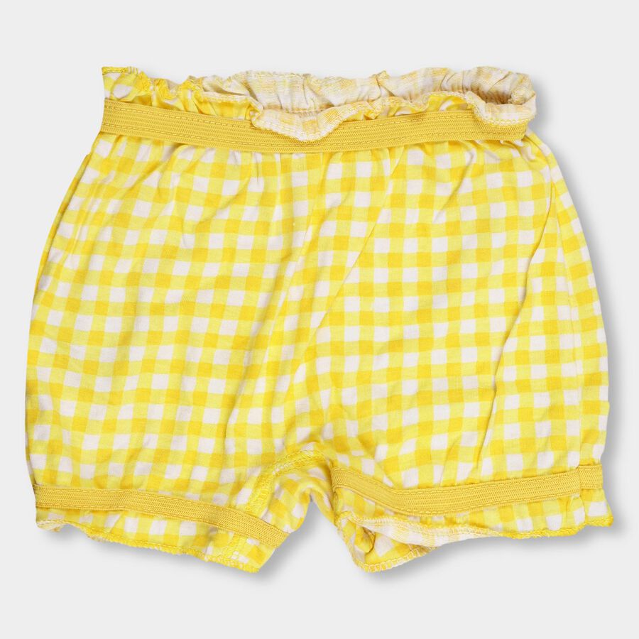 Girls' Bright Yellow Regular Fit Gingham Check Bloomers, पीला, large image number null