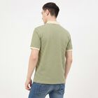 Men's Green Polo Neck Striped T-Shirt, हल्का हरा, small