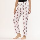 Women's White Teddy Print Elastic Waist Pyjama, White, small image number null