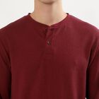 Men's Deep Maroon Henley Neck Casual T-Shirt, Wine, small image number null