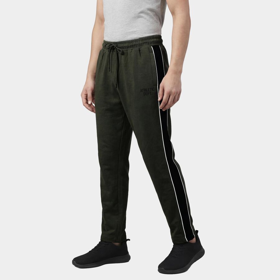 Men's Olive Regular Fit Cotton Blend Track Pants, Olive, large