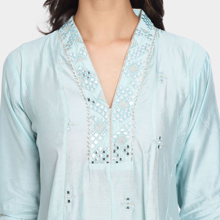 Ladies' Kurta Pyjama Set with Dupatta, हल्का नीला, large image number null