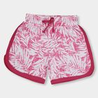 Girls' Bright Pink Printed Pull-Up Shorts, Pink, small