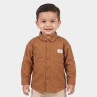 Infants Beige Cotton Collared Shirt, Beige, small