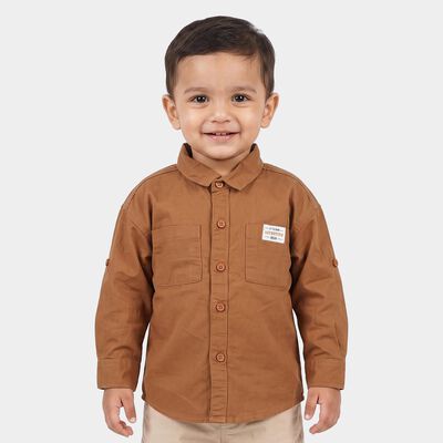 Infants Beige Cotton Collared Shirt