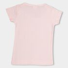 Girls' Light Pink Cotton Crew Neck Short Sleeve T-Shirt, Light Pink, small image number null