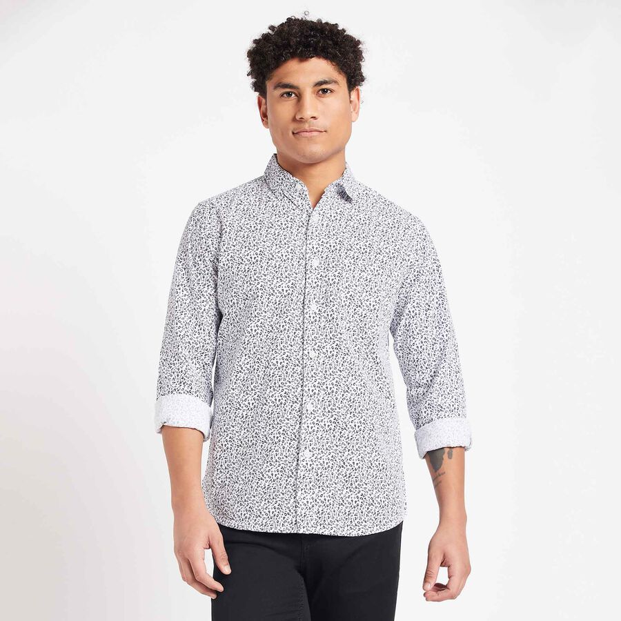 Cotton Printed Casual Shirt, White, large image number null