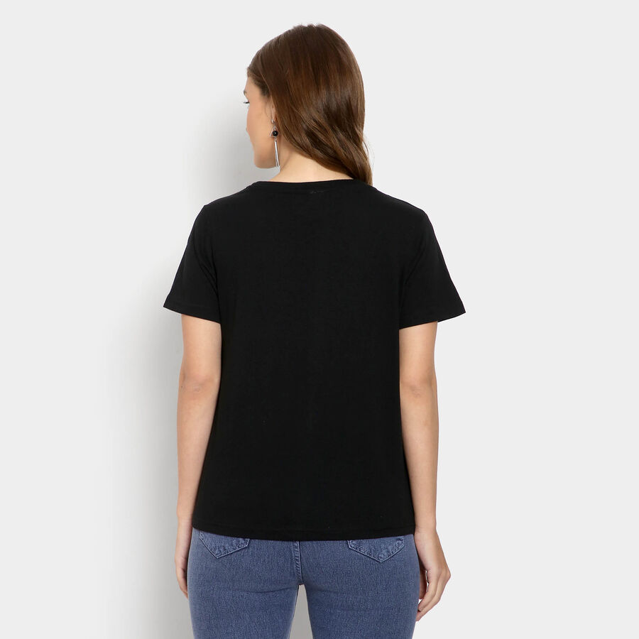 Round Neck T-Shirt, Black, large image number null