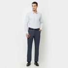 Solid Fixed Waist Formal Trousers, Dark Blue, small image number null