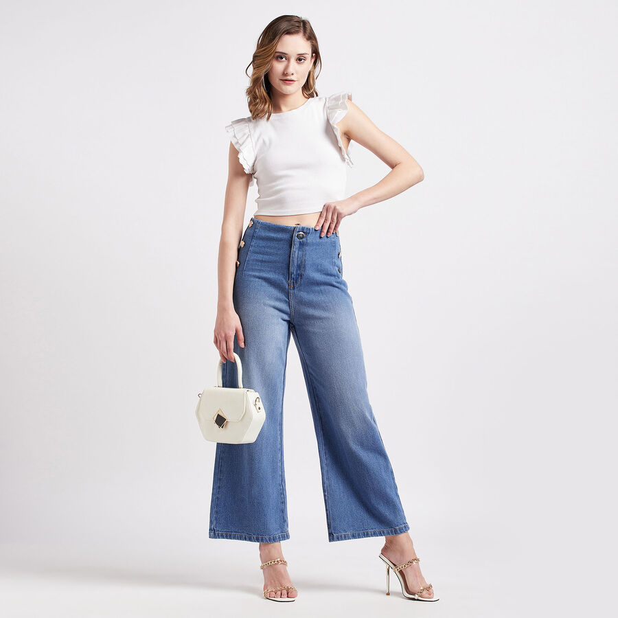 Cotton Embellished Jeans, Light Blue, large image number null