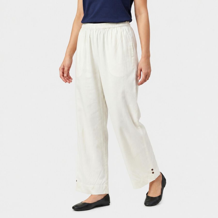 Women's White Regular Fit Solid Palazzos, White, large