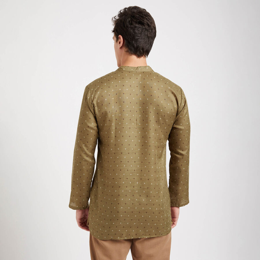Mandarin Collar Kurta, Khaki, large image number null