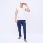 Men's Deep Navy Blue Slim Fit Solid Track Pants, Dark Blue, small image number null