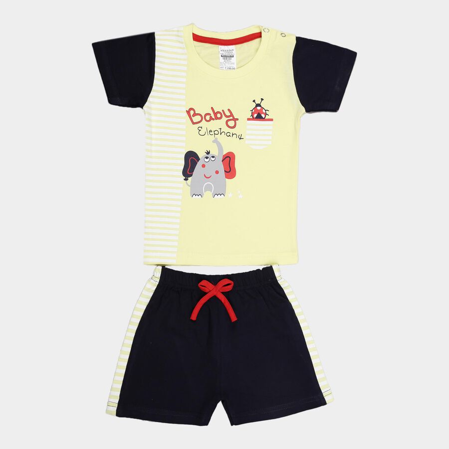 Infants Cotton Round Neck Baba Suit, Yellow, large image number null
