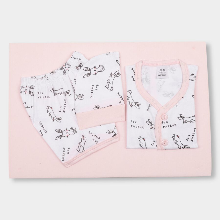 Infants' 100% Cotton Gift Set (Top, Shorts, Cap/Bib, Sheet), Pink, large image number null