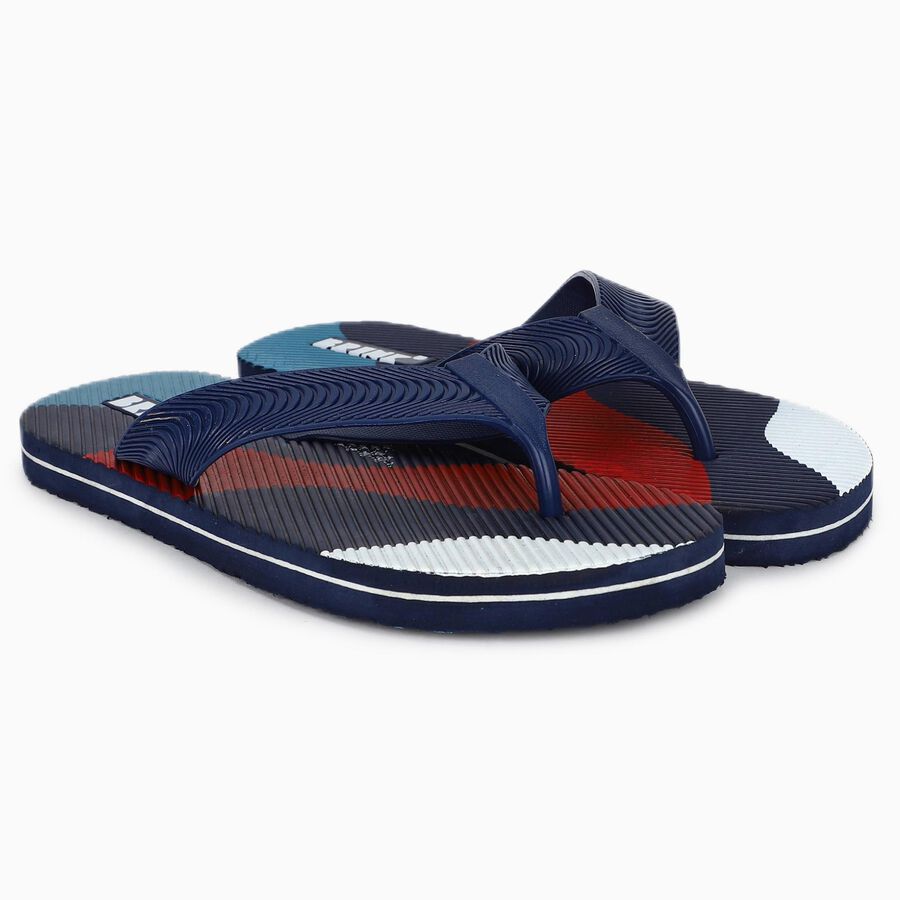 Men's Navy Blue Slip-On Flip-Flops, नेवी ब्लू, large