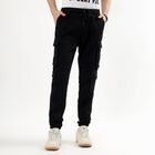 Men's Jet Black Slim Fit Cargo Joggers, काला, small image number null