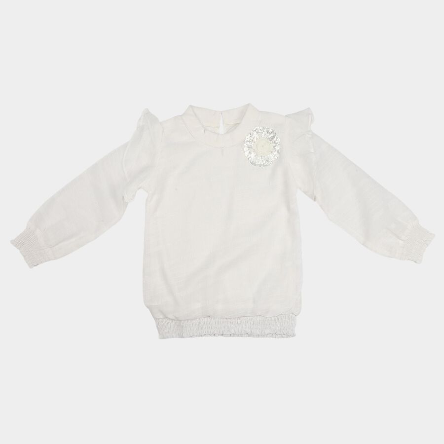 Girls White High Neck Regular Top, सफ़ेद, large