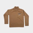 Boys' Beige High Neck Graphic Pullover, Beige, small