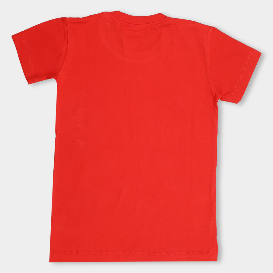 Boys' 100% Cotton Half Sleeves T-Shirt, लाल, large image number null