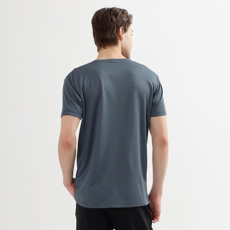 Men's Muted Steel Blue Crew Neck Slim Fit T-Shirt, Mid Blue, large image number null