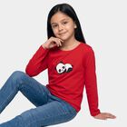 Girls Fuchsia Round Neck Regular Top, Fuchsia, small