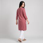 Women's Purple Keyhole Neck Embroidered Kurta, Purple, small