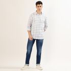 Men's White Cotton Classic Collar Casual Shirt, White, small