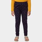 Girls' Navy Blue Printed Cotton Blend Pyjama, Navy Blue, small