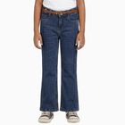 Girls' Dark Indigo Blue Flared Fit Jeans, हल्का नीला, small