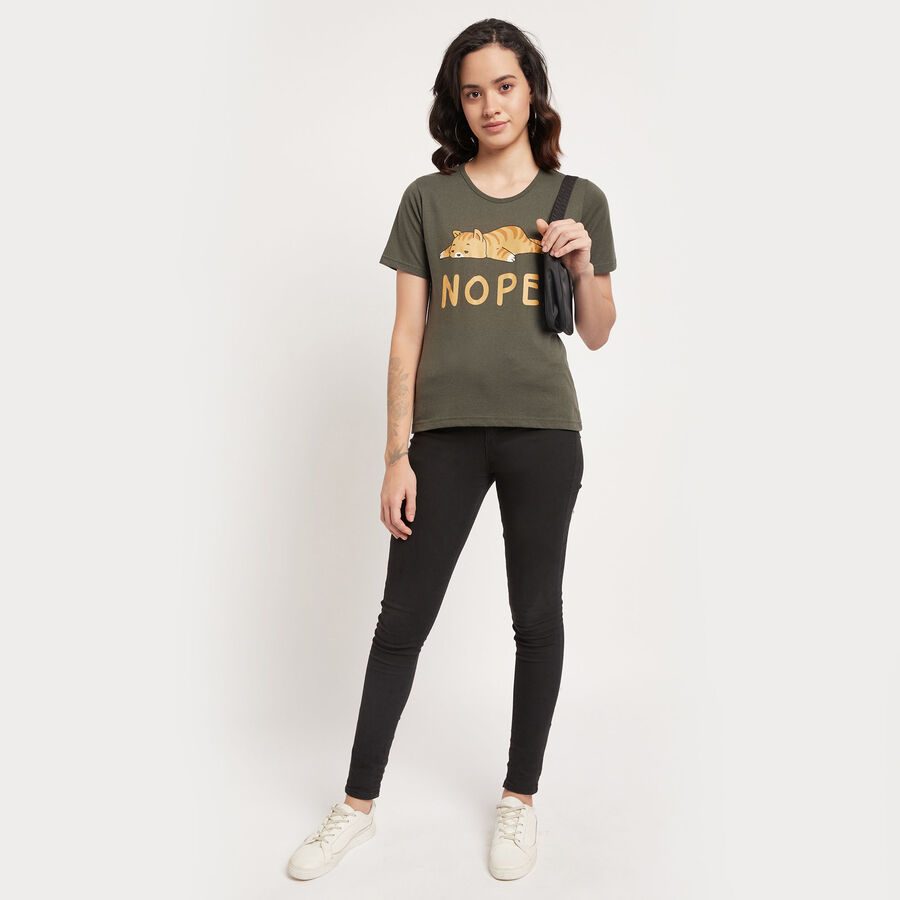 Round Neck T-Shirt, Olive, large image number null