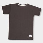 Boys' Dark Charcoal Round Neck Half Sleeve T-Shirt, चारकोल, small image number null