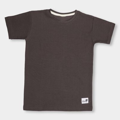 Boys' Dark Charcoal Round Neck Half Sleeve T-Shirt