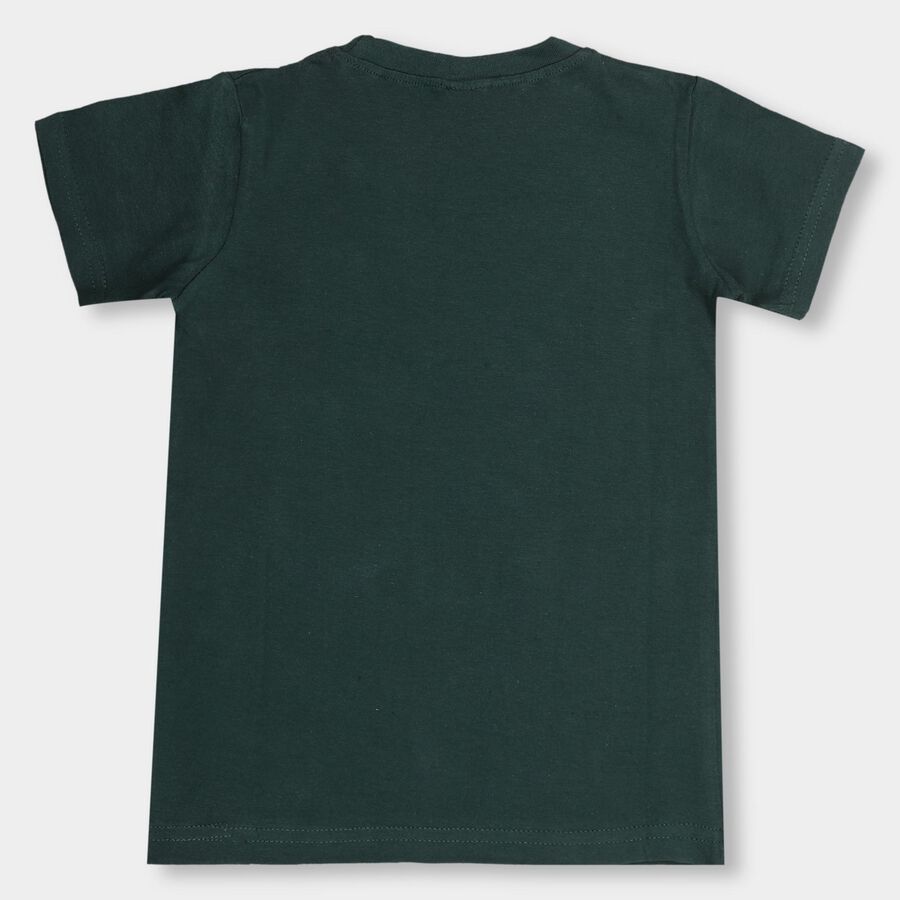 Boys' 100% Cotton Half Sleeves T-Shirt, Dark Green, large